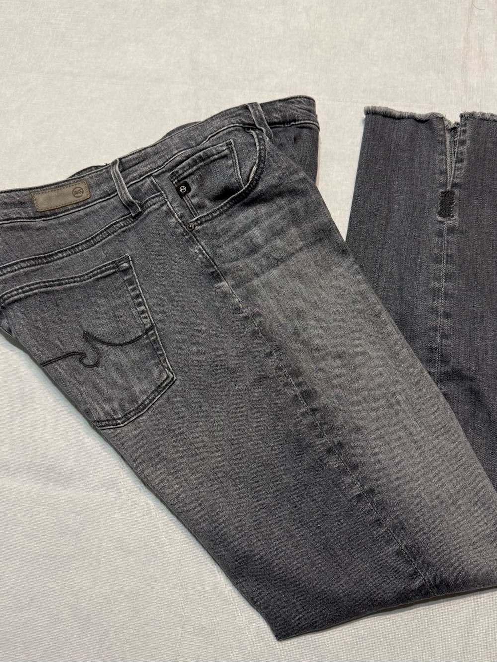 AG Adriano Goldschmied Women's Charcoal Gray Prima Ankle Cigarette Jeans Raw Hem